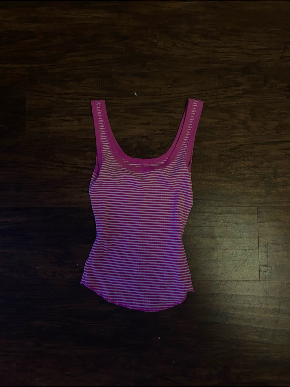 aerie Pink and White Striped Scoop Neck Tank
